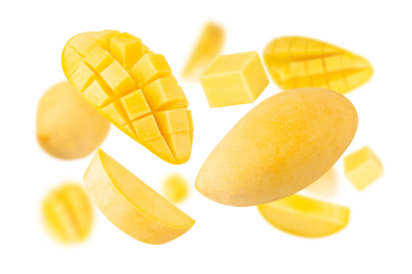 Düşen Sarı Mango, kesme, tam derinlik
