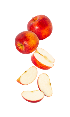 Düşen Kırmızı Elma, kesme, tam derinlik.