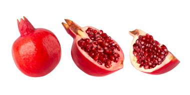 Nar aromalı meyve kesimi, tam derinlik tarla.