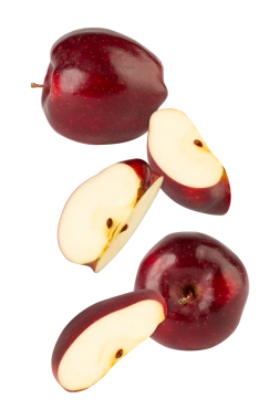 Düşen Kırmızı Elma kesiti, tam derinlik.