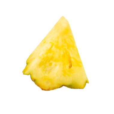 Ananas dilimleri tam derinlikte kesilmiş..