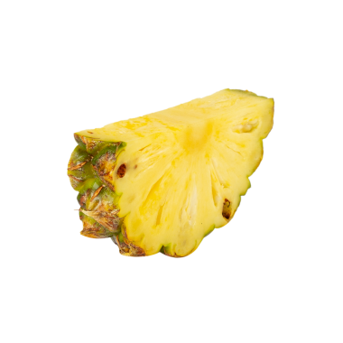 Ananas dilimleri tam derinlikte kesilmiş..