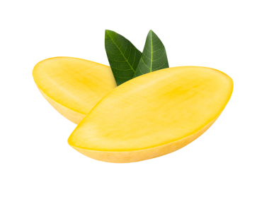 Sarı mangolu yaprak, kesme, tam derinlik.