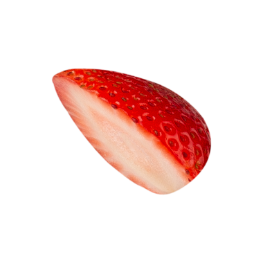 Çilek dilimleri tam derinlikte kesilmiş..