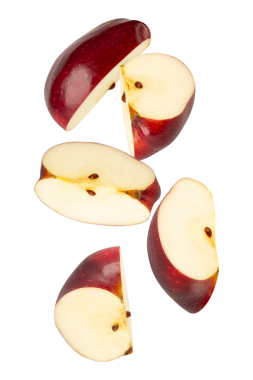 Düşen Kırmızı Elma kesiti, tam derinlik.