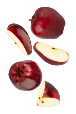 Düşen Kırmızı Elma kesiti, tam derinlik.