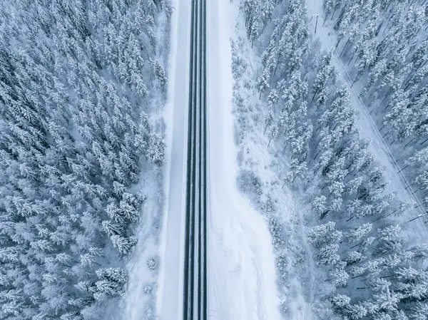 Günbatımında Laponya 'daki güzel kış manzarası.