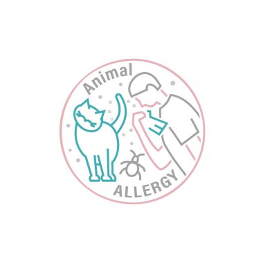 Types of allergy. Allergies caused by house cats. Runny, stuffy nose. Creative medical icon in outline style. Editable vector illustration isolated on a transparent background.