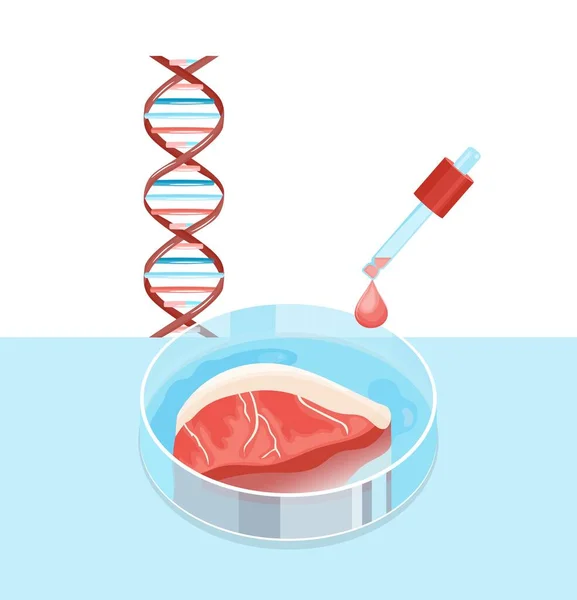 Lab Grown Meat Symbol Cell Cultured Beef Image Cartoon Style Stock Vektory