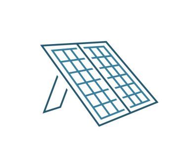 Portable solar panel icon, sign. Rechargeable power station. Convert the sunlight into clean energy. Generator system. Easy carry and use. Editable vector illustration in outline style