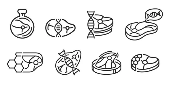 Лаборатория Вырастила Знак Мяса Клетчатая Говядина Свиная Пиктограмма Очертаниях Искусственный — стоковый вектор