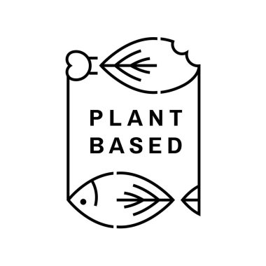Plant based protein sign. Eating less meat. Alternative protein sources. Healthy lifestyle concept. Graphic pictogram, emblem, icon. Editable vector illustration isolated on a transparent background.