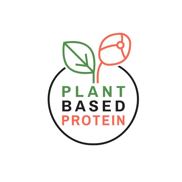 stock vector Plant based protein sign. Eating less meat. Alternative protein sources. Healthy lifestyle concept. Graphic pictogram, emblem, icon. Editable vector illustration isolated on a transparent background.