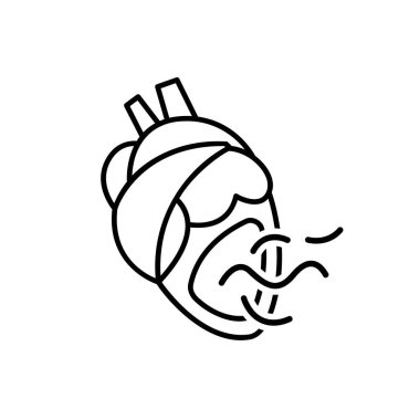 Kedi ve köpeklerde kalp kurdu hastalığı. Ciddi ve ölümcül olma ihtimali olan bir hastalık. Veteriner sembolü, piktogram, ikon. Şeffaf bir arkaplanda izole edilmiş taslak biçiminde düzenlenebilir vektör çizimi.