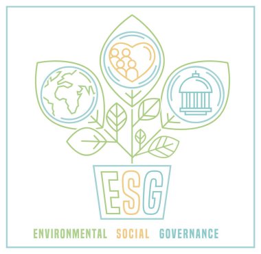 Çevresel, sosyal ve yönetim. ESG. Yönetim mekanizmalarının sağlamlığını değerlendiren kurumsal performans değerlendirme kriterlerinin toplanması. Düzenlenebilir vektör illüstrasyonu.