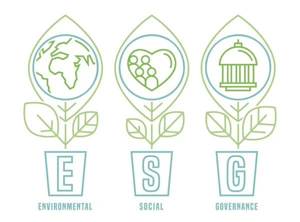 Environmental Social Governance Esg Collection Corporate Performance Evaluation Criteria Assess — Stock Vector