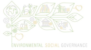 Environmental, social and governance. ESG. Collection of corporate performance evaluation criteria that assess the robustness of governance mechanisms. Editable vector illustration. clipart