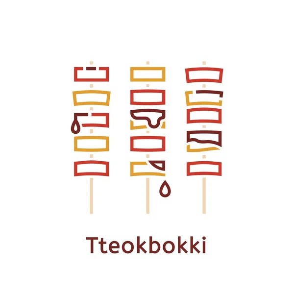 Tteokbokki Népszerű Koreai Hagyományos Étel Párolt Rizs Torta Szerkeszthető Vektor — Stock Vector