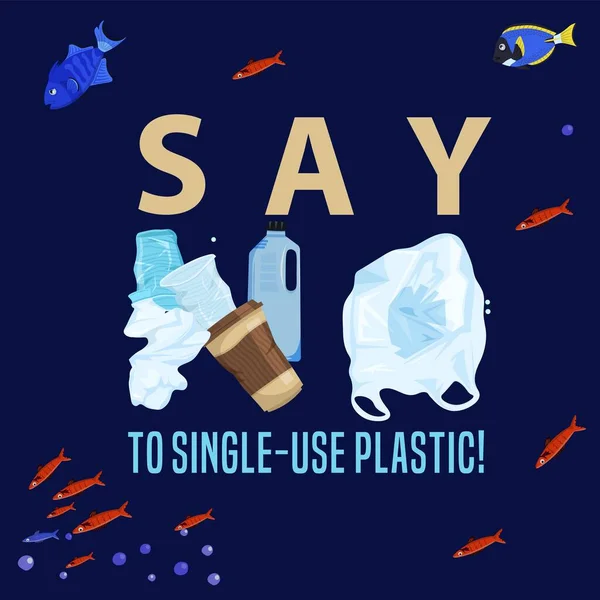 国際プラスチックフリーデー 環境保全推進 世界的イニシアチブ 生態学的印刷 縦型ポスターの背景 編集可能なベクトル図 — ストックベクタ