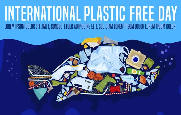 Международный День Пластика Содействие Охране Окружающей Среды Глобальная Инициатива Экологический — стоковый вектор