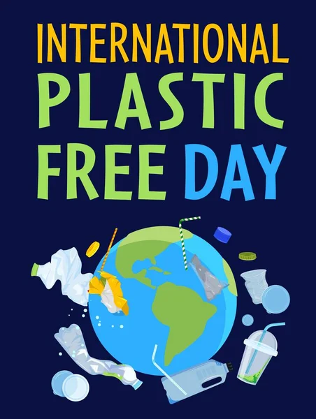 Dia Livre Plástico Internacional Promoção Conservação Ambiental Iniciativa Global Impressão —  Vetores de Stock