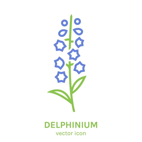 Delphinium Nutallianum 타입의 디자인 식물적 품입니다 배경에 분리되어 Editable Vector — 스톡 벡터