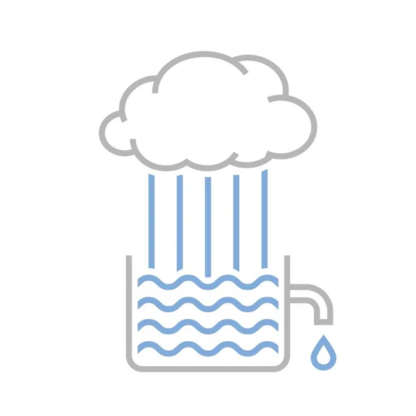 Regenwassersammelzeichen Dürretolerante Logo Idee Regentropfen Sammeln Verantwortungsvoller Lebensstil Modernes Piktogramm — Stockvektor
