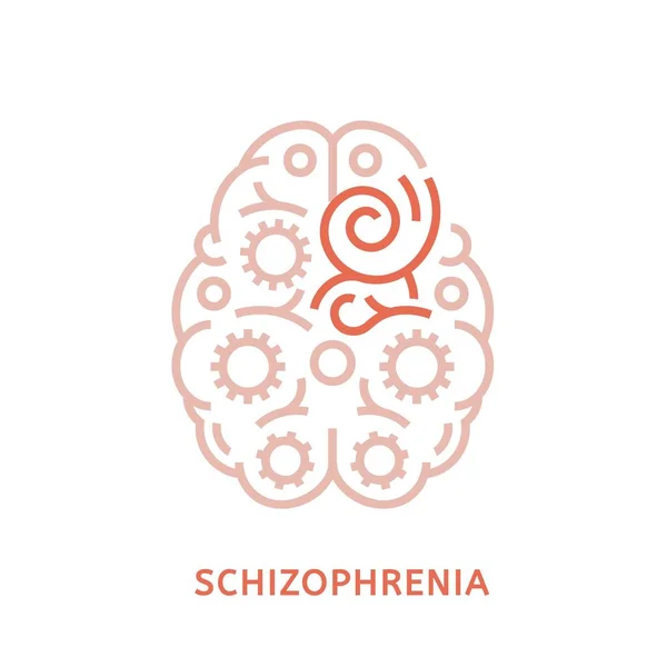 Ana Hatlarıyla Şizofreni Ikonu Beyaz Arka Planda Pembe Renkli Tıbbi — Stok Vektör