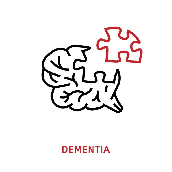 精神障害のアイコン ピクトグラム アウトラインスタイルでサイン 認知症 高齢者によるアルツハイマー病 医学ベクトル編集可能なイラストで赤と黒の分離白の背景 — ストックベクタ