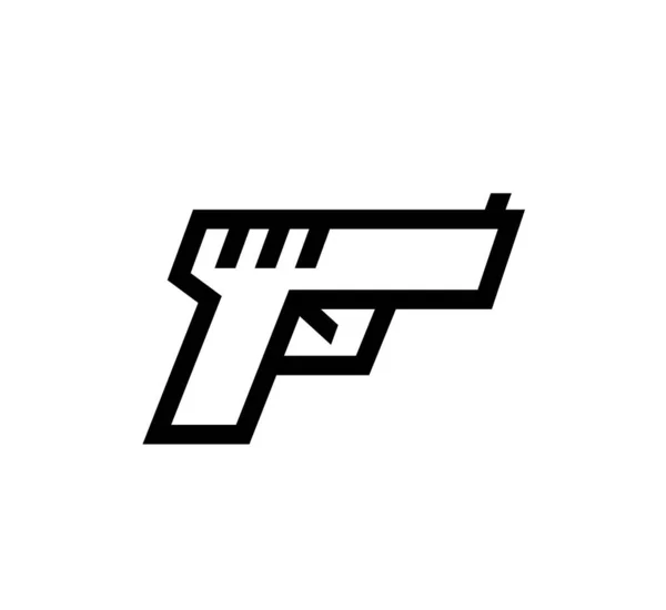 Pistolet Revolver Icône Arme Dans Style Contour Concept Violence Symbole — Image vectorielle