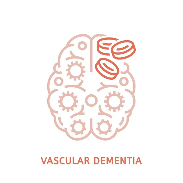 輪郭の様式のベクトル認知症のアイコン 白を基調としたピンク色の医療編集イラスト ロゴタイプ シンボル ピクトグラム 広告グラフィックデザインに便利な要素 — ストックベクタ