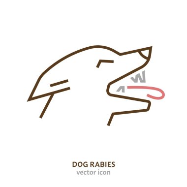 Kuduz köpek imzası. Zoonotik hastalık doğrusal piktogram. Taslak sembol. Hayvan sağlığı yönetmeliği kavramı. Basit bir şekilde grafiksel tasarım. Düzenlenebilir vektör illüstrasyonu beyaz arkaplanda izole edildi.