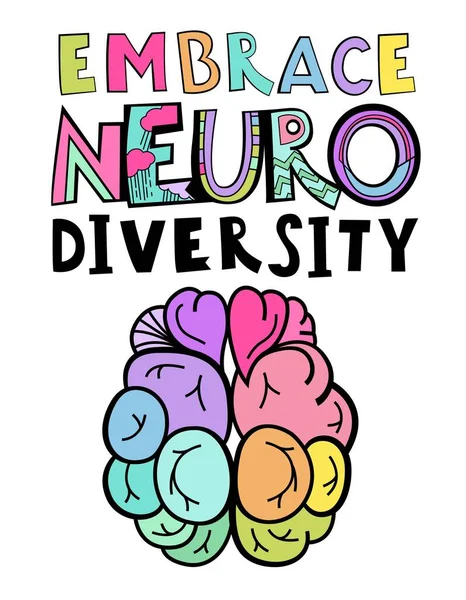 Αγκαλιάστε Νευρολογική Ποικιλομορφία Creative Hand Drawed Lettering Στυλ Pop Art — Διανυσματικό Αρχείο