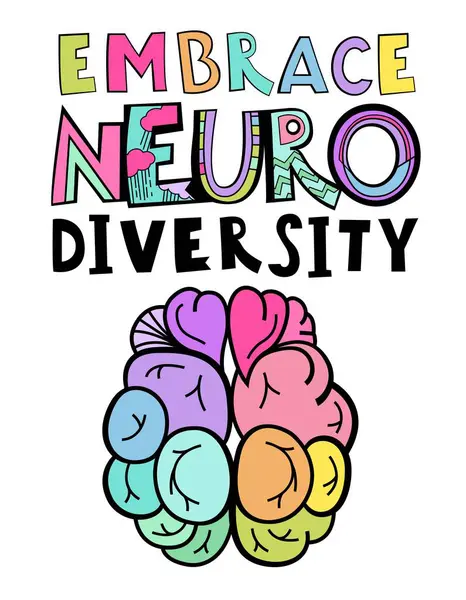 Embrace Neuro Diversity Creative Hand Drawn Lettering Pop Art Style Stock Vector