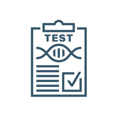 DNA kalıtım testi sonucu. Genetik analiz raporlu belge. Babalık bilgisi. Taslak simgesi, imza, resim. Tıbbi konsept. Beyaz arkaplanda izole edilmiş düzenlenebilir vektör illüstrasyonu.