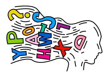 Dyslexia concept. Reading disability web banner. Word recognition difficulty concept. Horizontal poster, print. Editable vector illustration in colorful pop art style isolated on a white background
