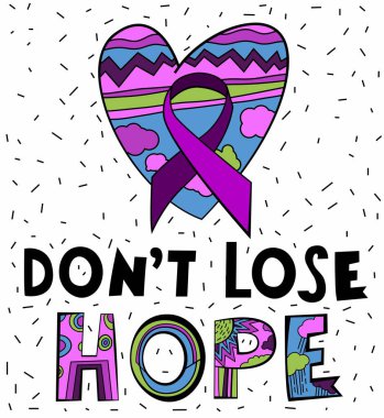 National cancer survivor month. Hope, support concept. Vertical poster, banner with creative lettering in colorful pop art style. Editable vector illustration isolated on a white background clipart