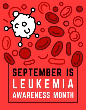 Leukemia awareness month in september. Vertical banner in red, black, white color. Portrait background. Medical poster, print. Editable vector illustration in linear style. clipart