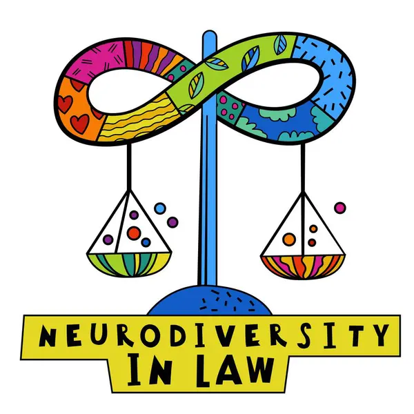 Stock vector Neurodiversity in law. Infinity symbol composed of a vibrant spectrum of colors. Diversity of human minds and experiences. Hand-drawn editable vector illustration isolated on a white background