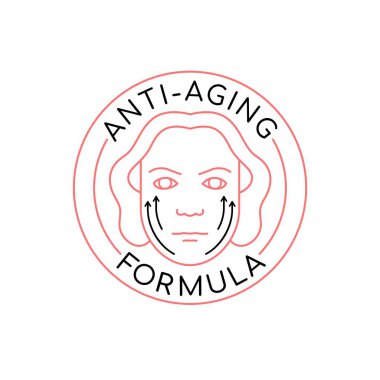 Yaşlanma karşıtı çizgi simgesi. Güzellik formülü piktogram. Yüz gerdirme işareti. Düzenlenebilir felç. Ana hatlarıyla tıbbi sembol. Sağlık konsepti. Beyaz arkaplanda izole edilmiş düzenlenebilir vektör illüstrasyonu
