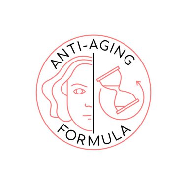 Yaşlanma karşıtı çizgi simgesi. Güzellik formülü piktogram. Yüz gerdirme işareti. Düzenlenebilir felç. Ana hatlarıyla tıbbi sembol. Sağlık konsepti. Beyaz arkaplanda izole edilmiş düzenlenebilir vektör illüstrasyonu