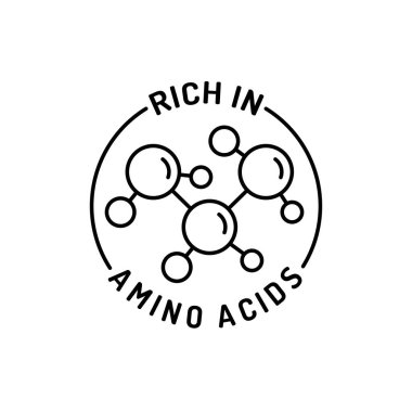 Amino Acids zengini Pictogram 'ı özetliyor. İlave ve kozmetik ambalajları için doğrusal siyah simge. Düzenlenebilir felç. Minimalist tıbbi konsept. Beyaz arkaplanda izole edilmiş vektör illüstrasyonu