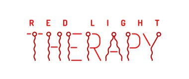 Kırmızı ışık terapi logosu. Fotobiyomodülasyon işareti. Soğuk lazer tedavisi. Fototerapi sembolü. Düzenlenebilir felç. Tıbbi hat logosu. Beyaz arkaplanda izole edilmiş vektör illüstrasyonu