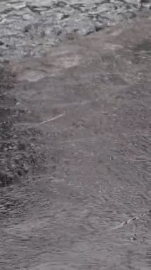 Cilalanmış siyah taş bir yüzey üzerindeki dalgalı suyun detaylı görüntüsü büyüleyici dokuları ve doğal hareketleri gösteriyor..