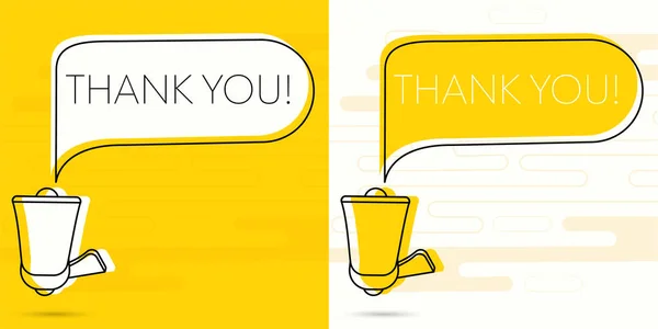 Σας Ευχαριστώ Megaphone Και Πολύχρωμο Κίτρινο Φούσκα Ομιλία Απόσπασμα Διαχείριση — Διανυσματικό Αρχείο