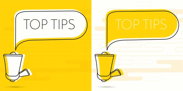 Top Tipps Megafon Und Bunte Gelbe Sprechblase Mit Zitaten Blog — Stockvektor