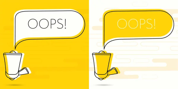 Oops Megaphone Colorful Yellow Speech Bubble Quote Blog Management Blogging — Stock Vector