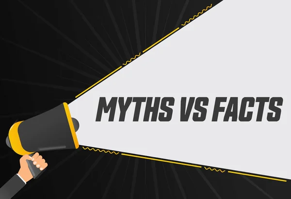 Mitos Contra Factos Megafone Banner Promoção Mão Publicidade Promocional Discurso —  Vetores de Stock
