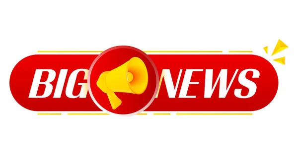 Megafone Com Grandes Notícias Sobre Fundo Branco Banner Megafone Web — Vetor de Stock