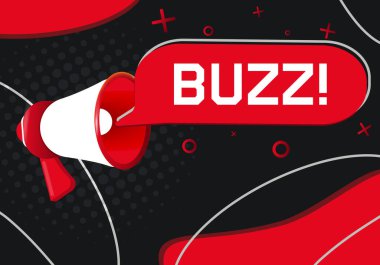 Buzz. Konuşma baloncuklu El Tutma Megafonu. Düz Çizim